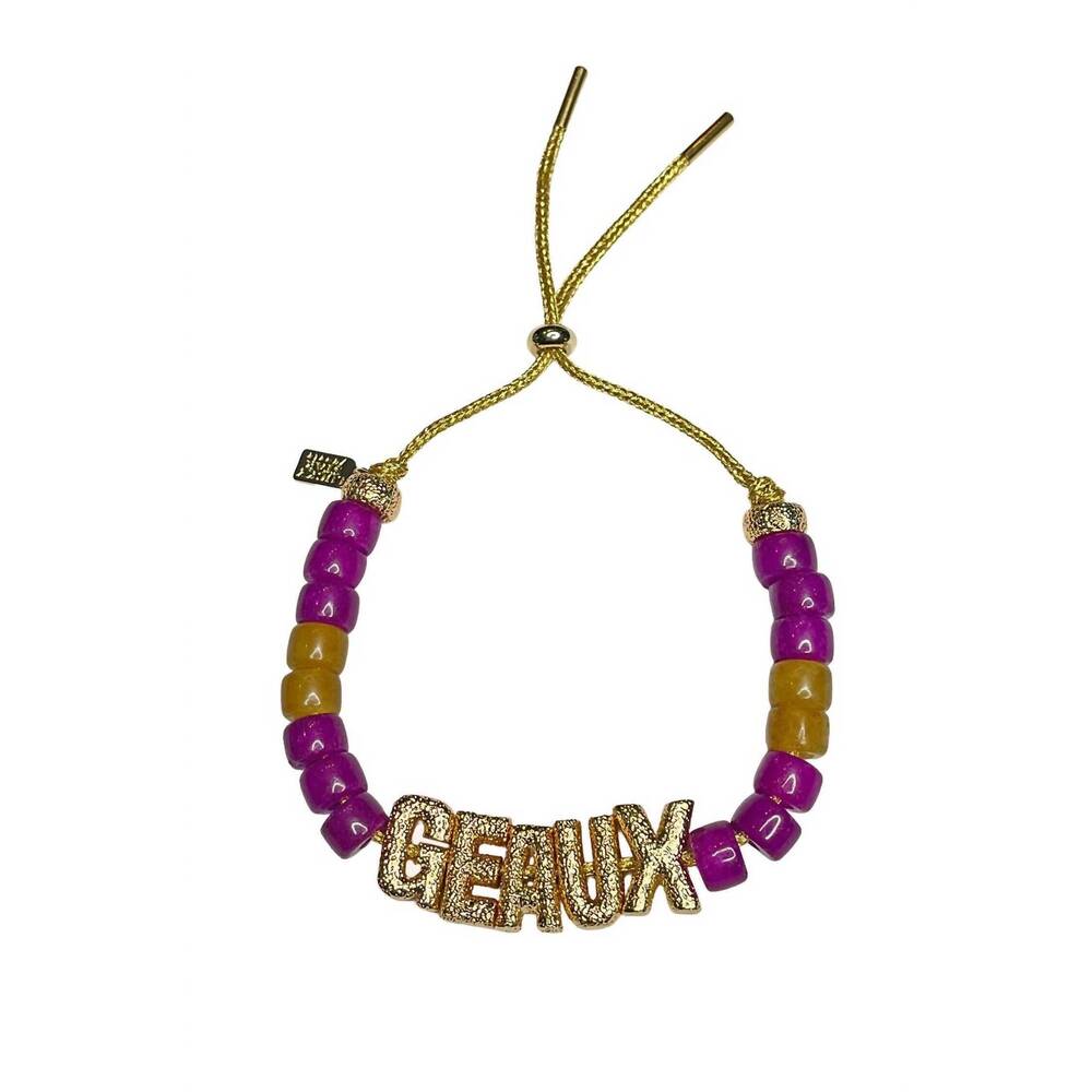 NEW LUCKY STAR JEWELS women's eye candy geaux id bracelet in purple and gold